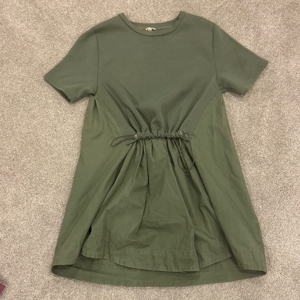 Anthropologie Pilcro Short Sleeve Sweatshirt mini dress Size Small Moss Green - Picture 6 of 12
